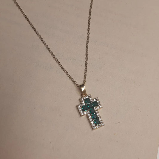 EMERALD CROSS pendent chain