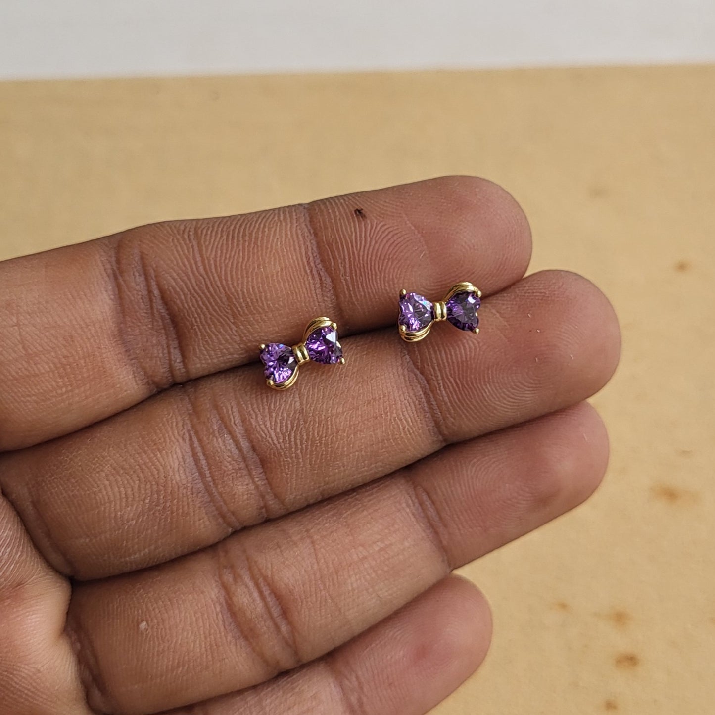 Purple Bow studs
