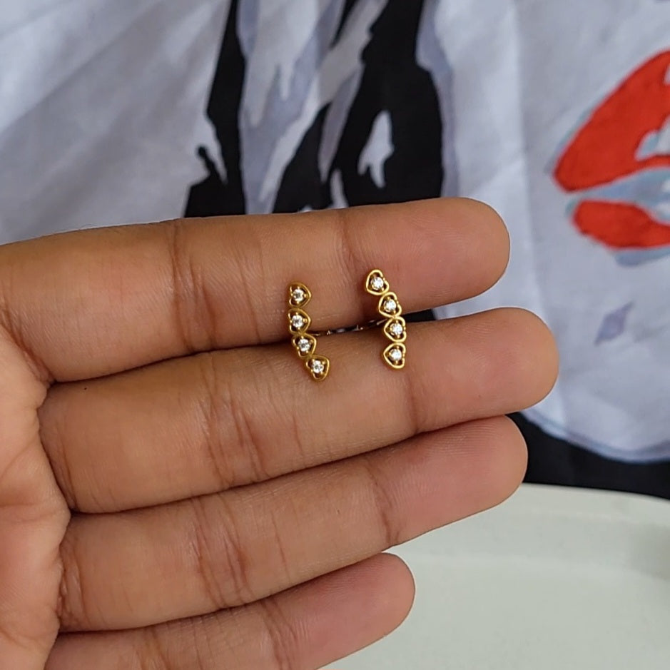 Hearts flat screwback studs