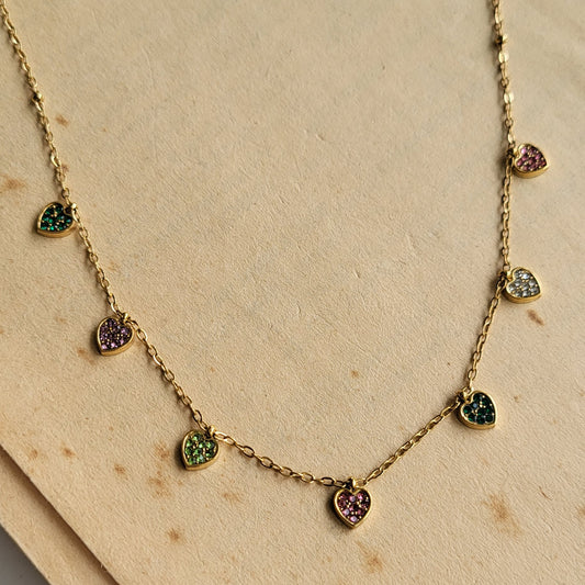 Color hearts necklace