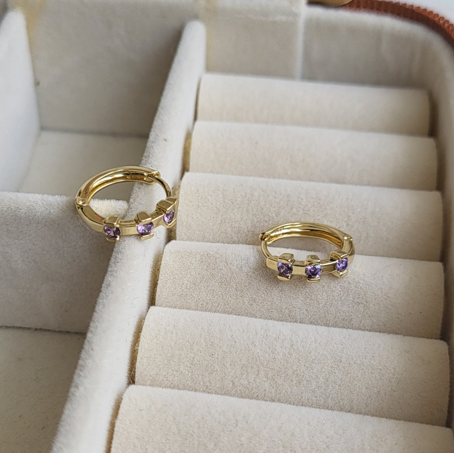 Purple stone hoops