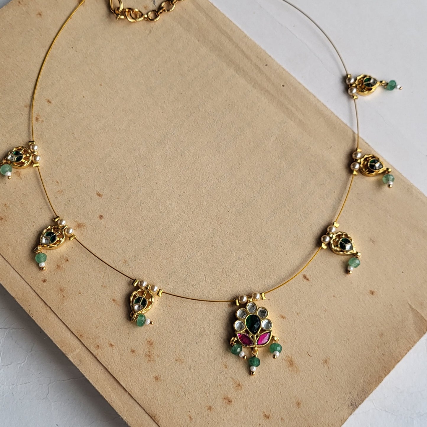 Dhruvi invisible jadau necklace