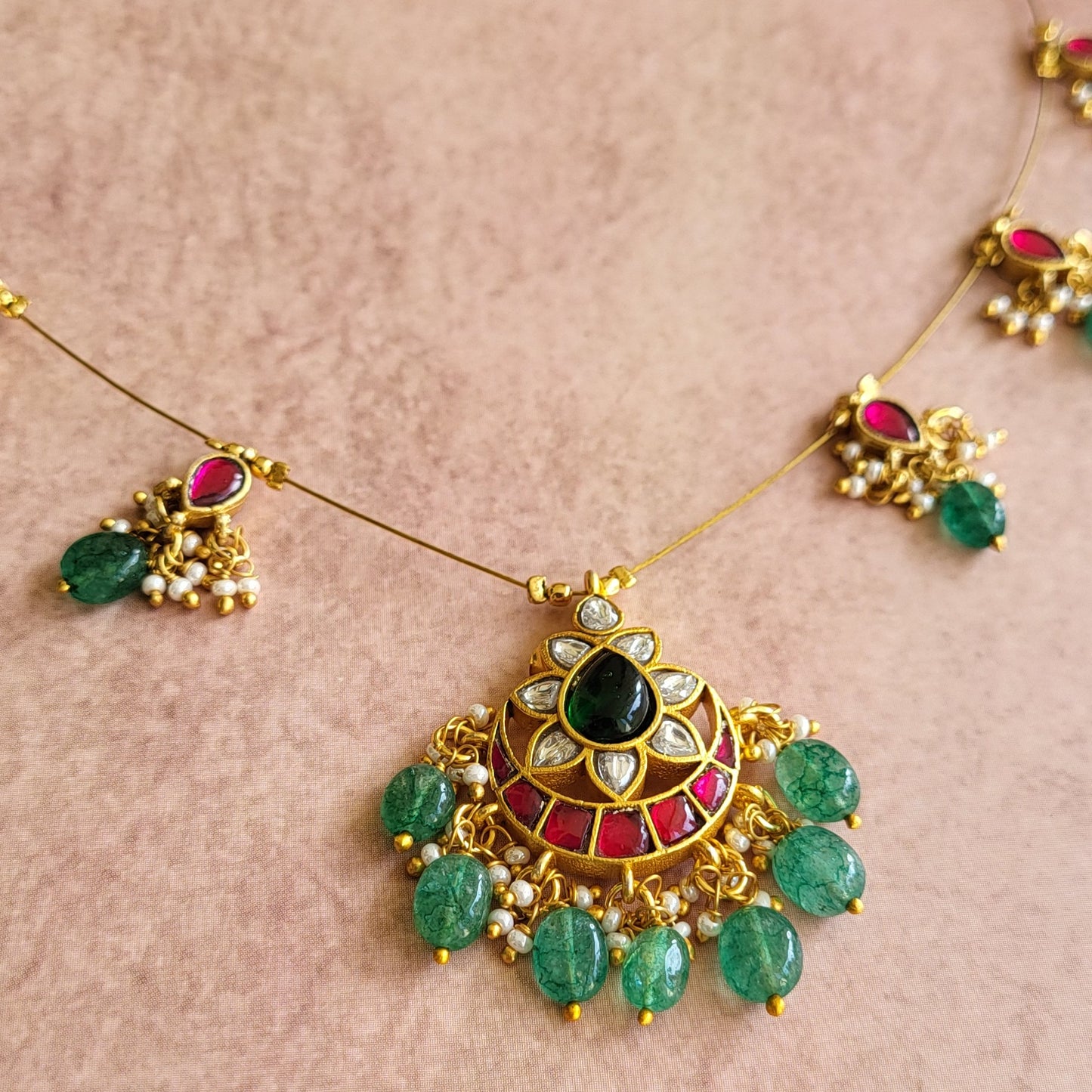 Deepika jadau invisible necklace