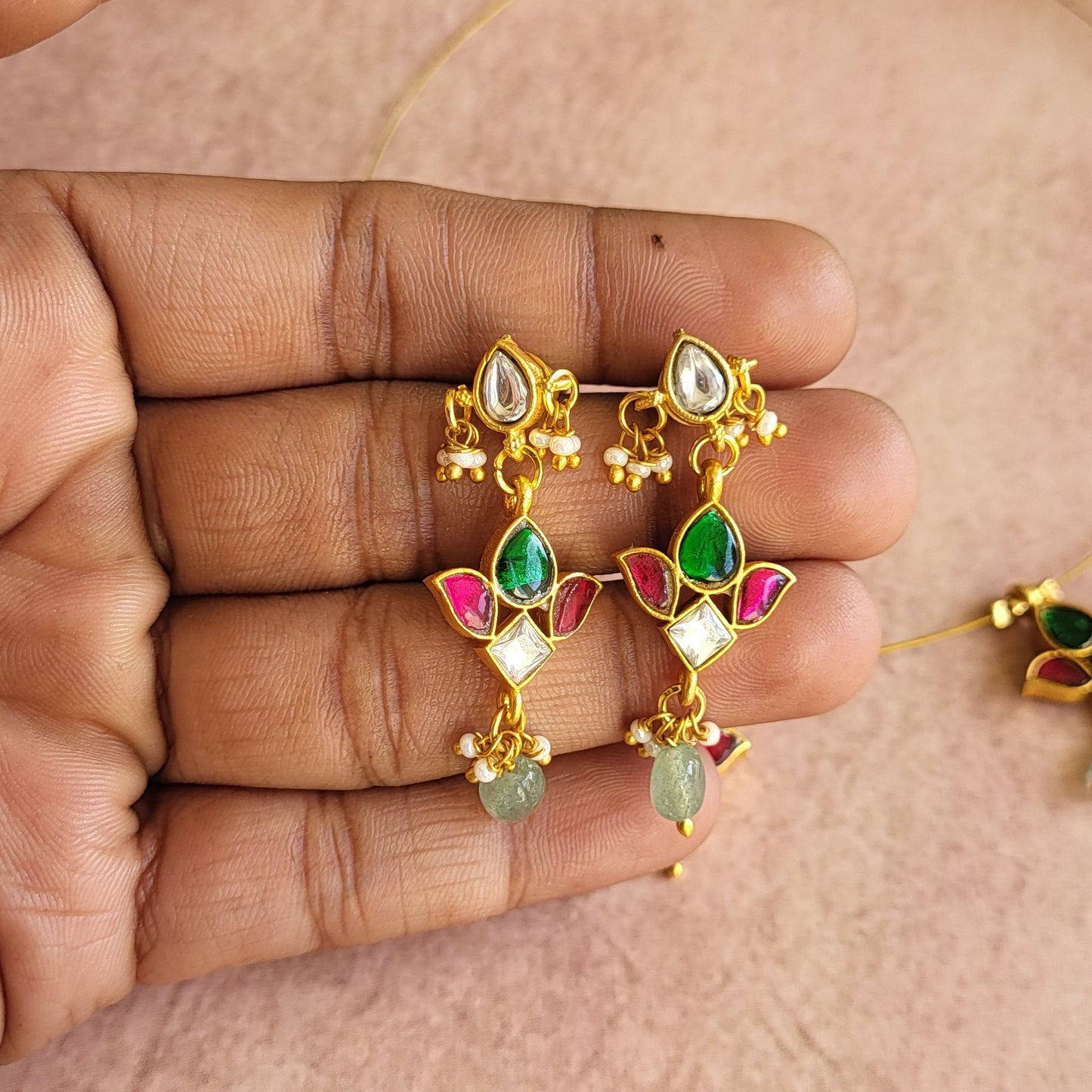 Diya jadau invisible necklace