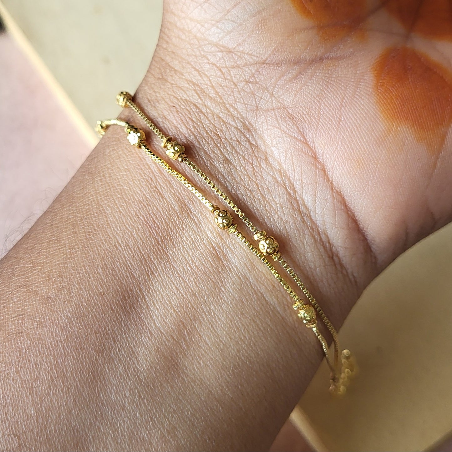 Gold bead bracelet