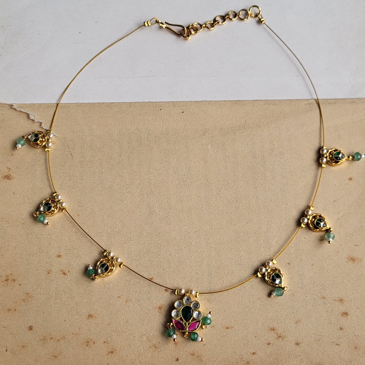 Dhruvi invisible jadau necklace