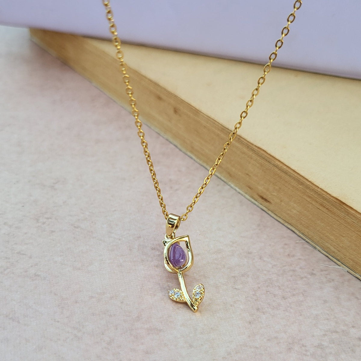 Purple tulip Pendant chain