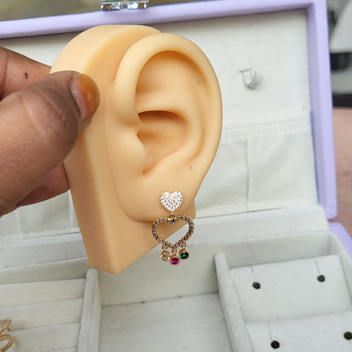 Heart drop studs