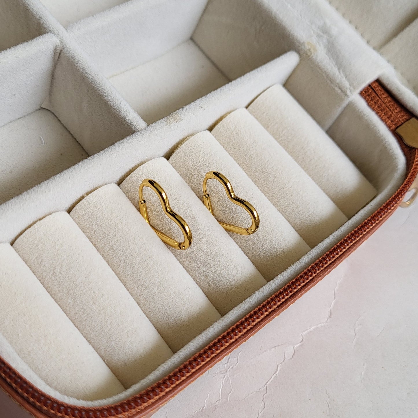 Gold heart hoops