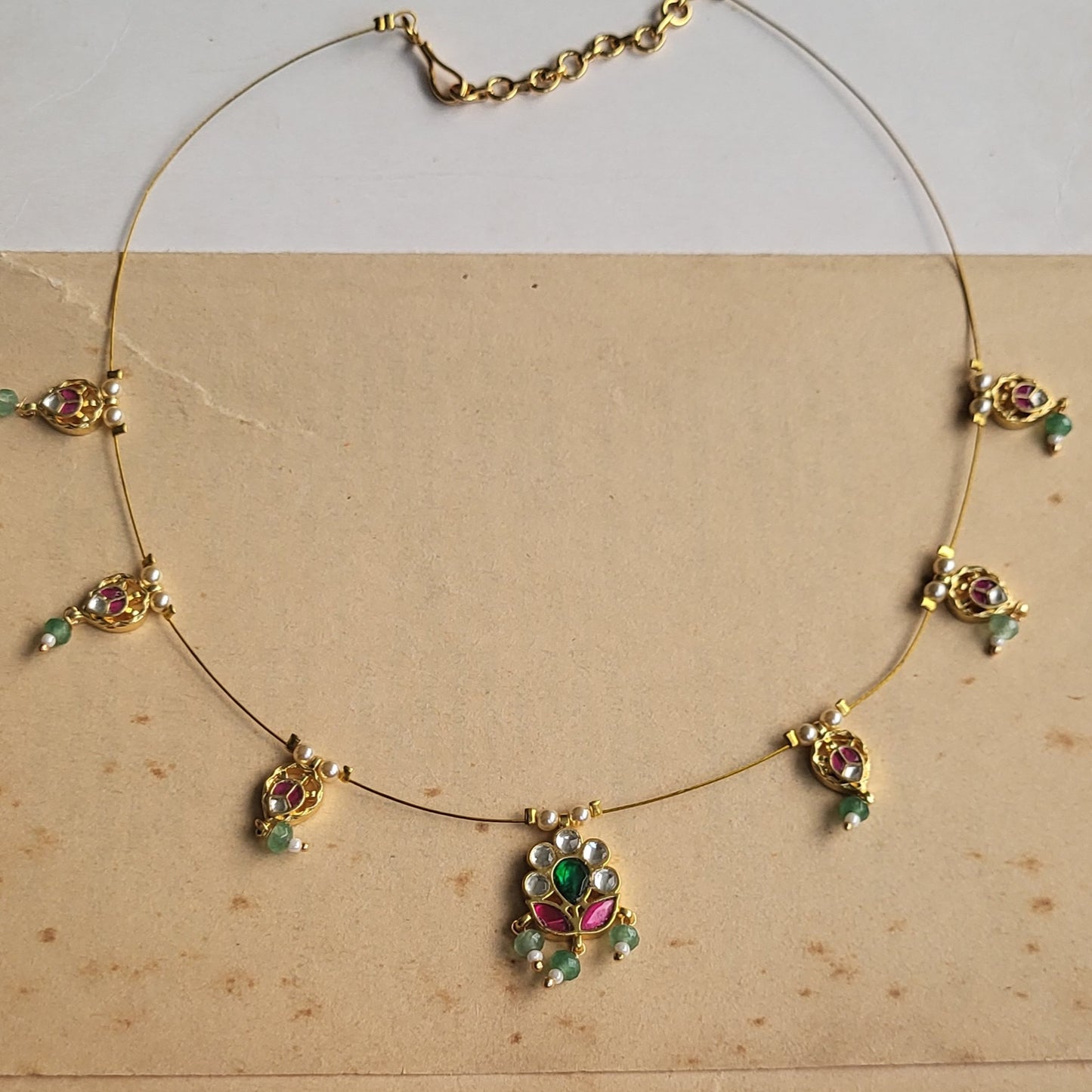 Dhruvi invisible jadau necklace