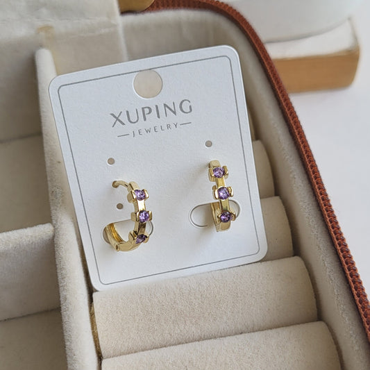 Purple stone hoops