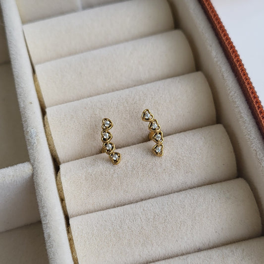 Hearts flat screwback studs