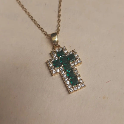 EMERALD CROSS pendent chain