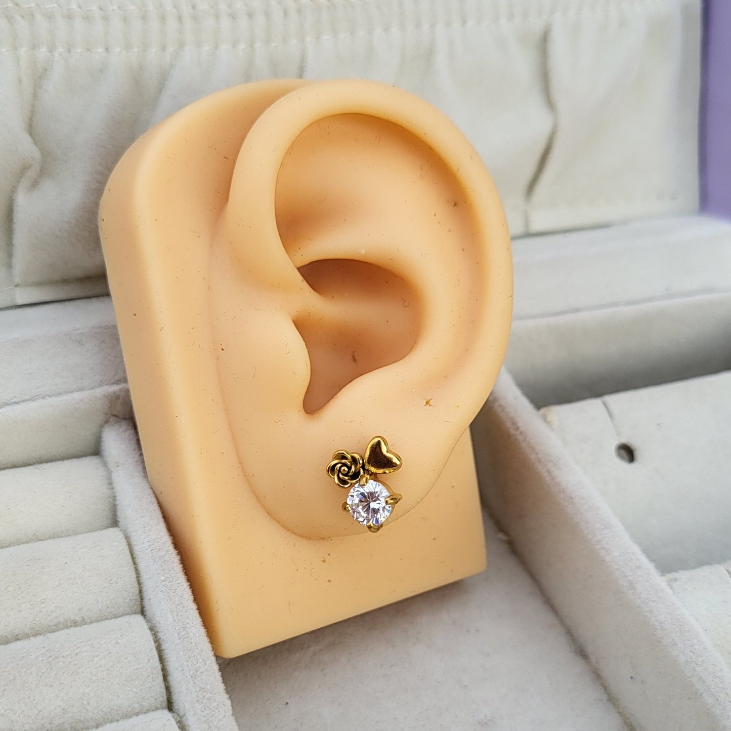 Heart rose studs