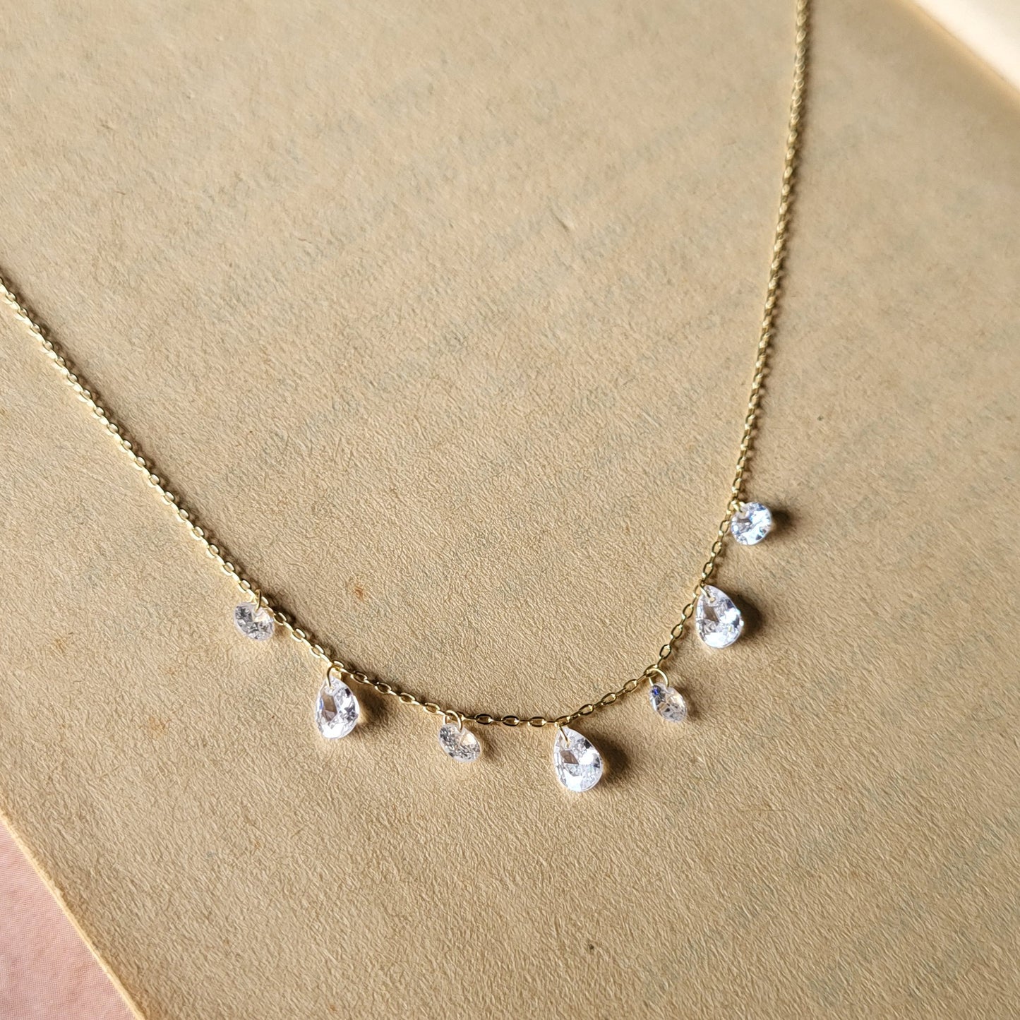 Pear Crystal drops necklace