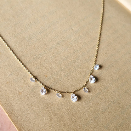 Pear Crystal drops necklace