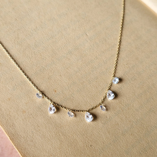 Pear Crystal drops necklace