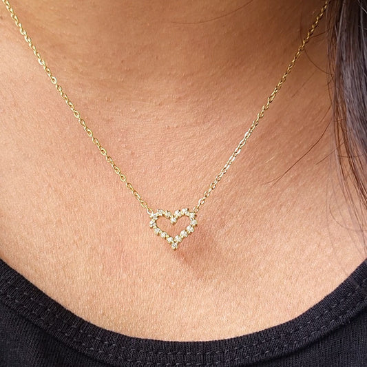 Hollow heart pendant chain