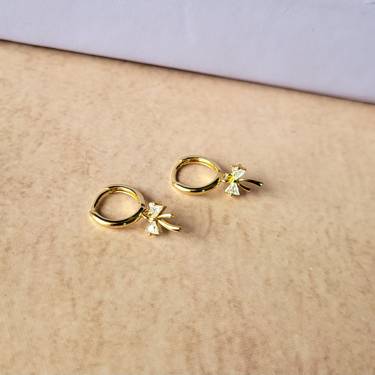 Mini bow drop hoops