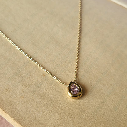 Pink drop Pendant chain
