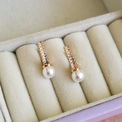 Pearl drop hoops