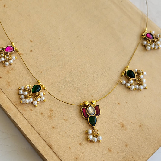 Lotus jadau invisible necklace