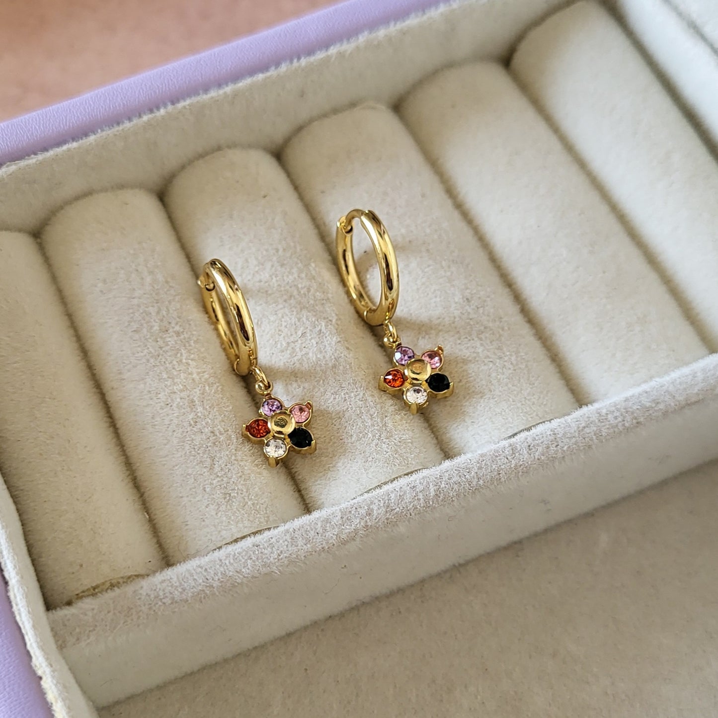 Flower drop hoops