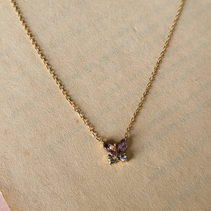 Pink butterfly pendant chain