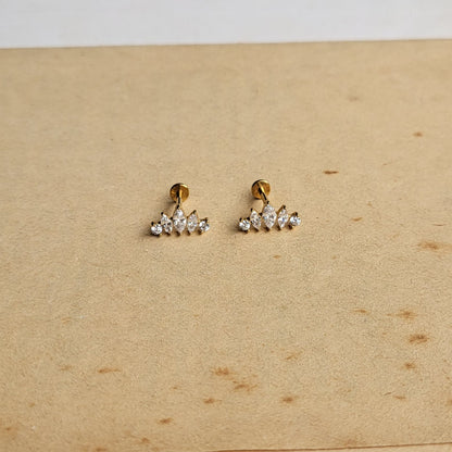 Crown flat screwback studs