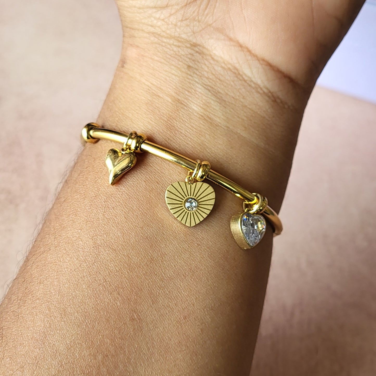 Heart charms kada