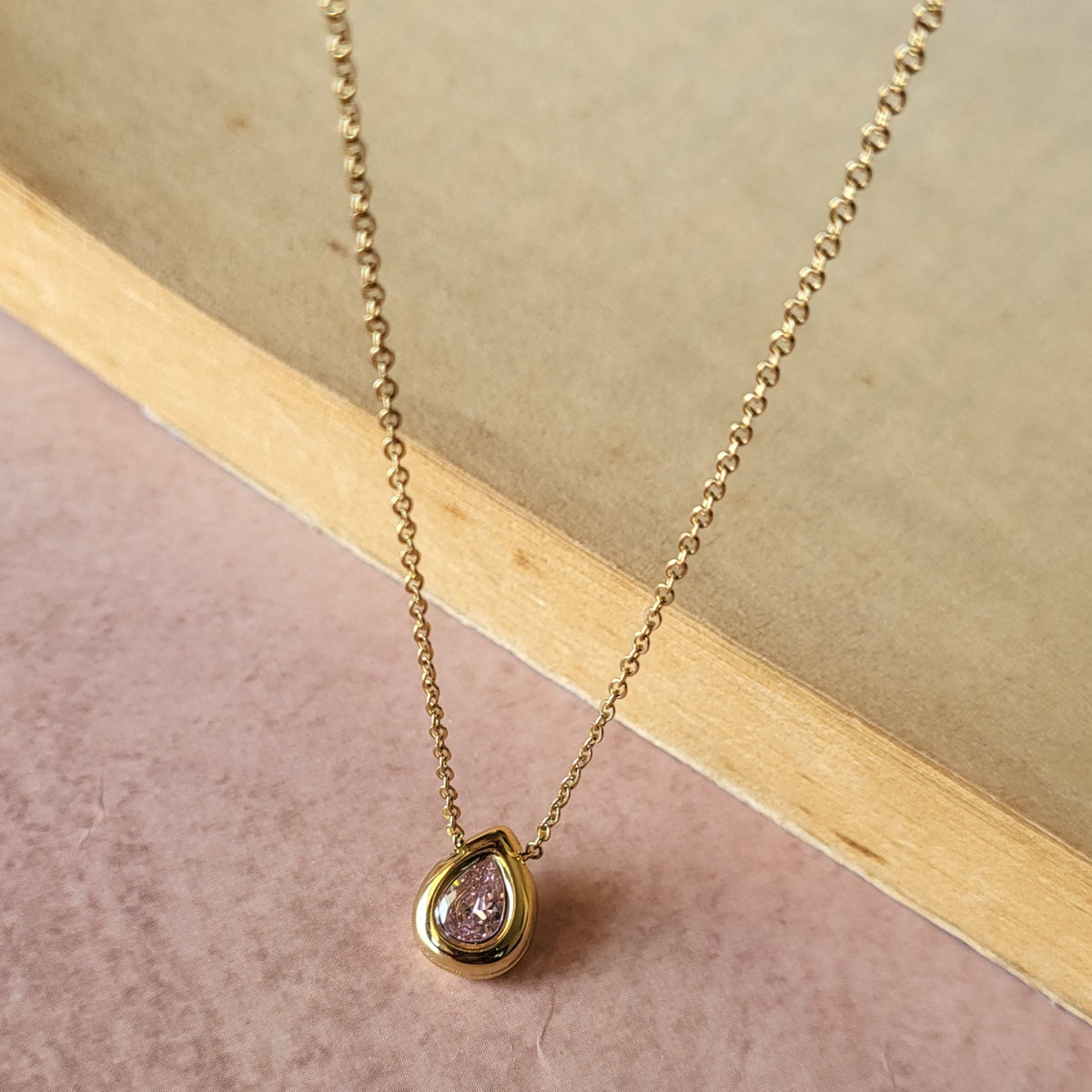 Pink drop Pendant chain