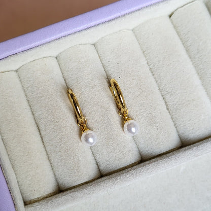 Pearl drop hoops