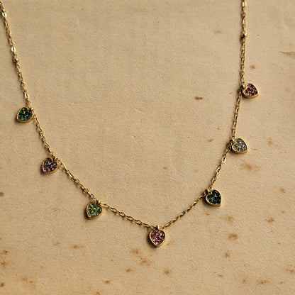 Color hearts necklace