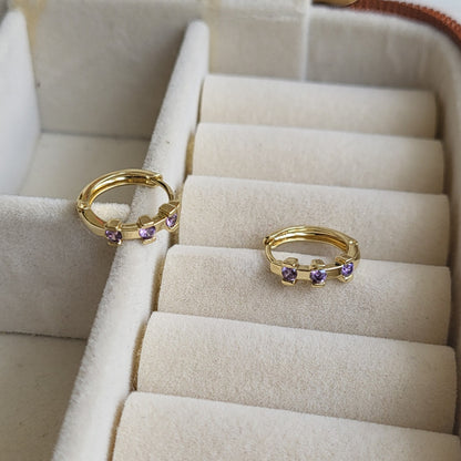 Purple stone hoops