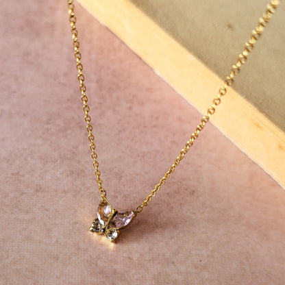 Pink butterfly pendant chain