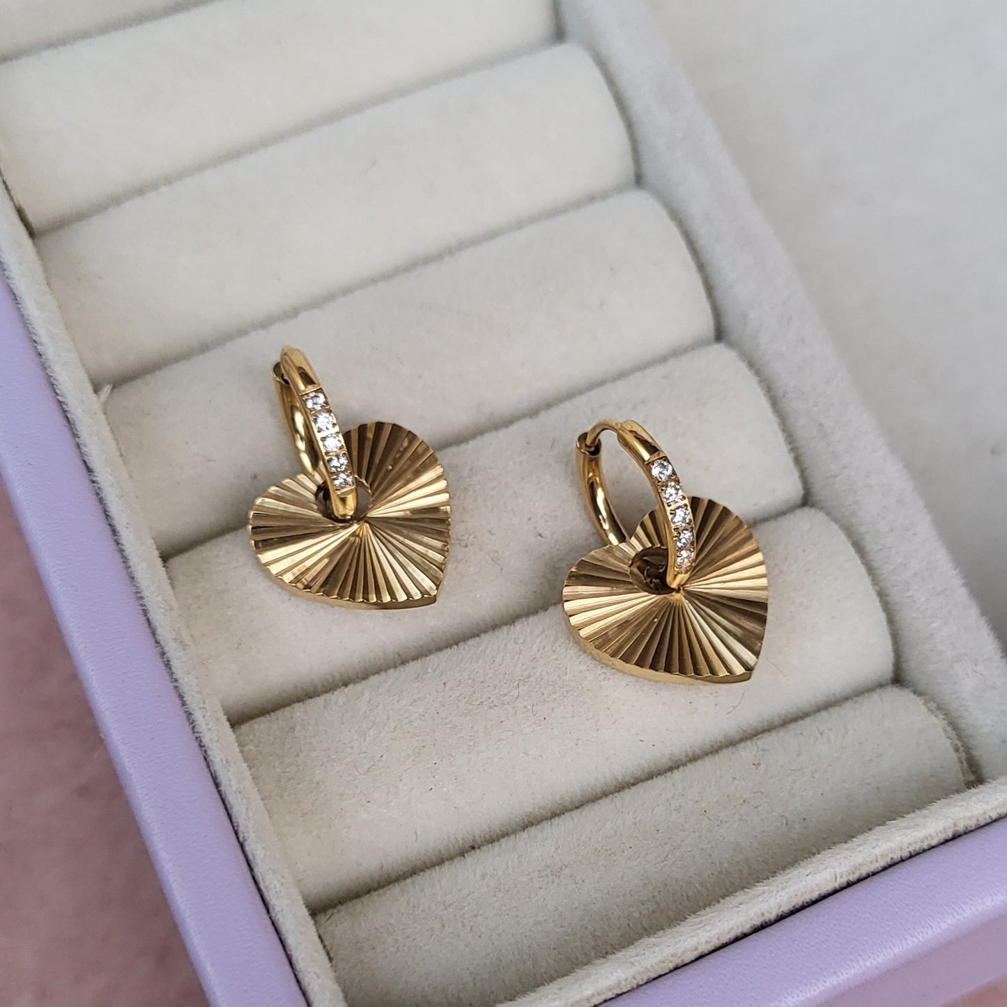 Gold heart Hoops