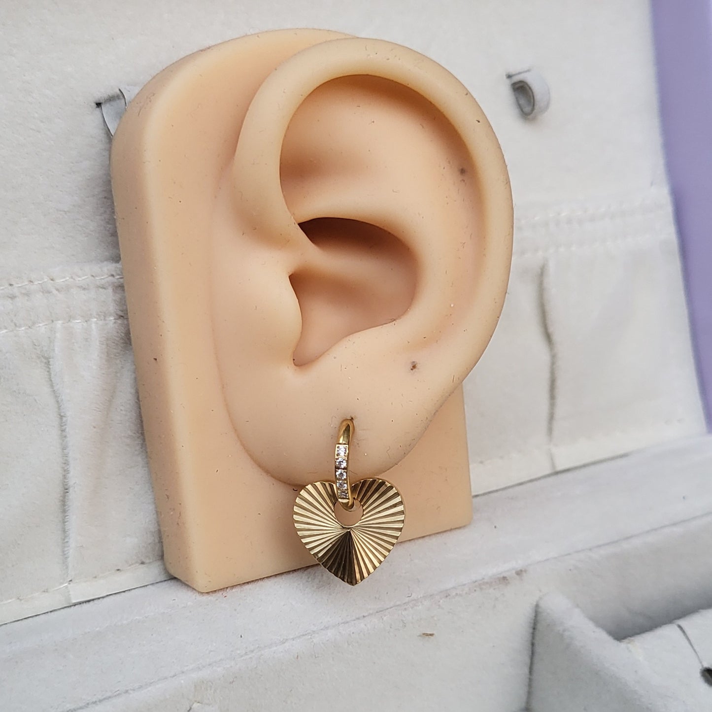Gold heart Hoops