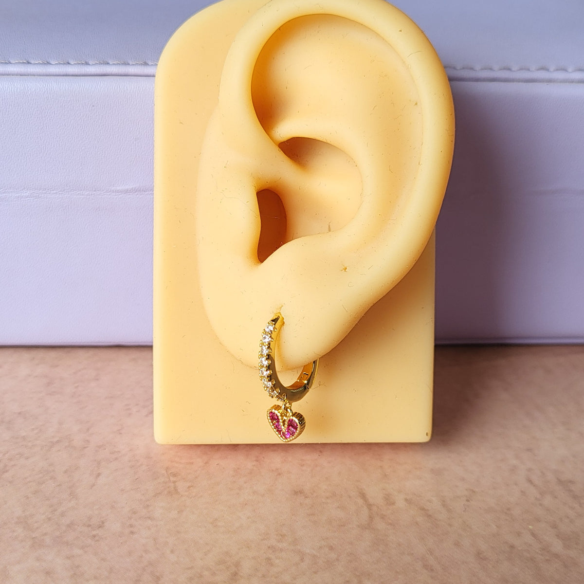 Ruby heart hoops