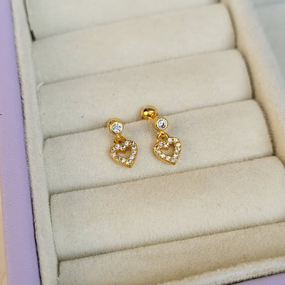 Heart drop studs (ball screwback)