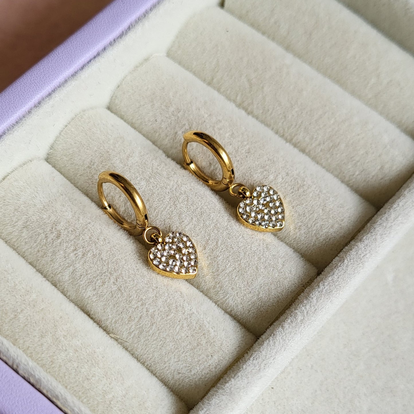 Stone hearted mini hoops