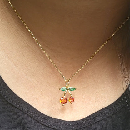 Dainty cherry pendant chain