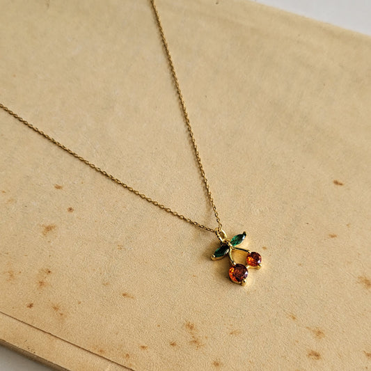Dainty cherry pendant chain