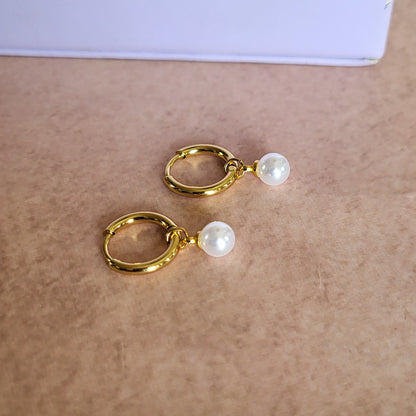 Pearl drop hoops