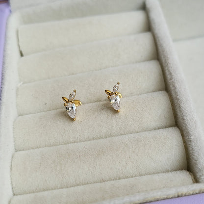 Strawberry mini studs (flat screwback)