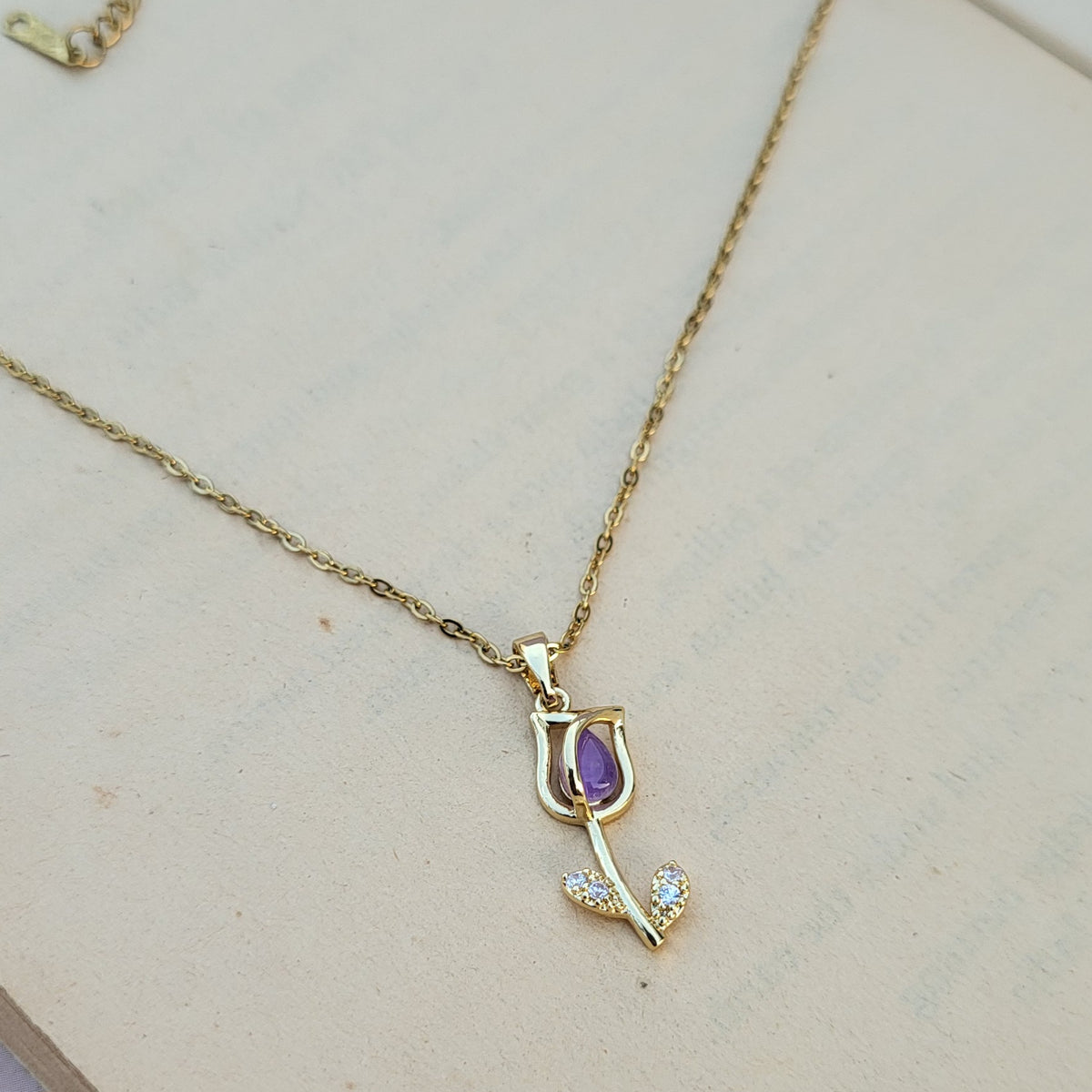 Purple tulip Pendant chain