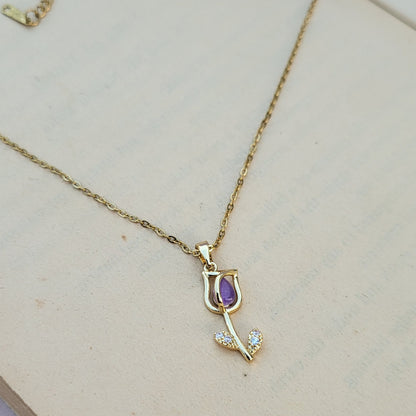 Purple tulip Pendant chain