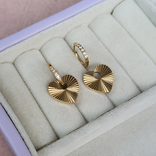 Gold heart Hoops