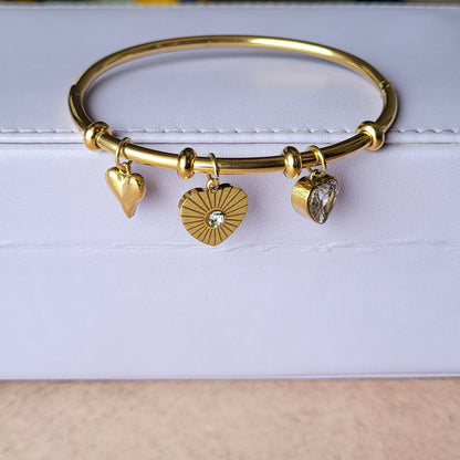 Heart charms kada