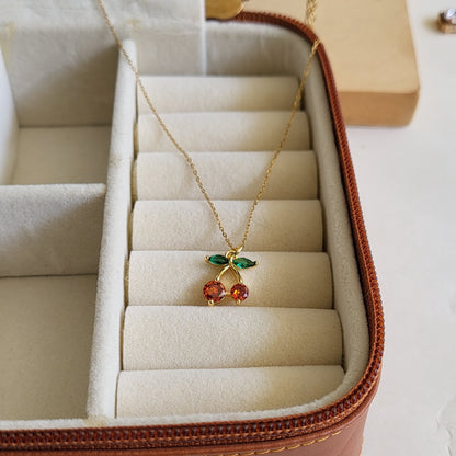 Dainty cherry pendant chain