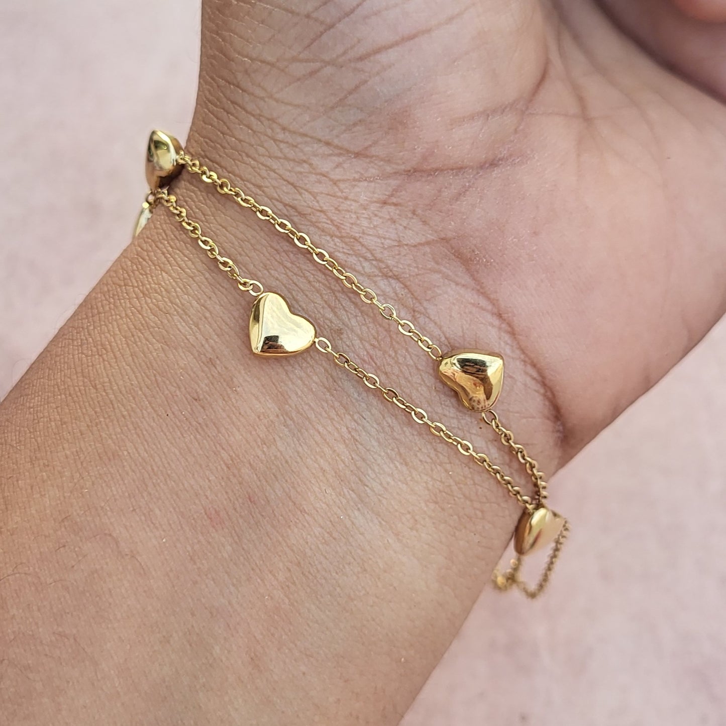 Gold heart layered bracelet